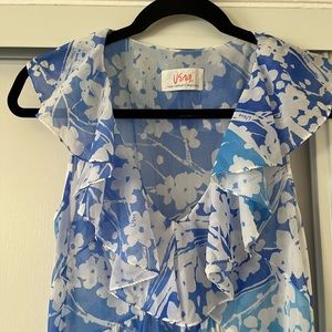 Vintage 70s Vera Maxi Dress - blue floral